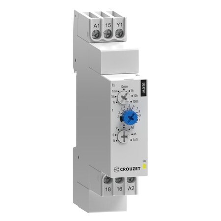 Crouzet Chronos 2 Timer MXR1, 24 VDC / 24-240 VAC, 1 C/O, 8 A, 0.1 s - 100 h, 17.5 mm, 5PK 88827185