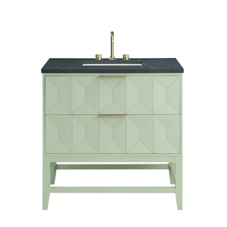 James Martin Vanities Emmeline 36'' Single Vanity, Pistachio w/ 3 CM Charcoal Soapstone Top D100-V36-PST-3CSP
