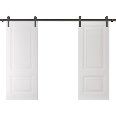 Sartodoors Double Barn Door 60 x 80 inches, BASIC 9422 White, 13FT Rail Track Set, Solid Panel Interior Door BASIC9422DB-B-SKIN-60
