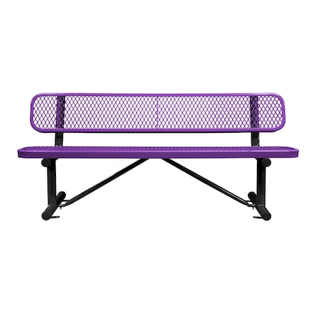 Leisure Craft Bench/Back, Surface Mount, 6ft., Purple B6WBSM-PURPLE