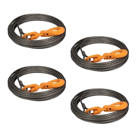 Mytee Products 4 Pk Wire Rope Steel Core Winch Cable 3/8inx100ft Self-Locking Swivel Hook 14400 lbs BS, 4PK WW38-100x4