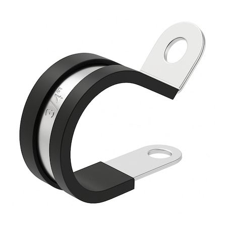 Grizzly Supply Cable Clamp, 3/4 in Bundle Dia., .59 in W, Rubber-Lined P-Clamp, 304 Stainless Steel, Black, 100PK GS-RPC5-3/4-C