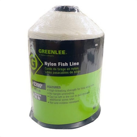 Greenlee Conduit Fish Line, 85 lb Tensile Strength, 2200 ft L, Nylon, use with Mighty Blow Gun 604