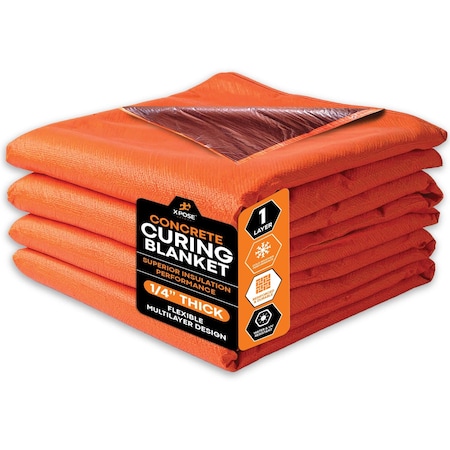 Xpose Safety Concrete Curing Blanket, 1-Layer, 6x25 ft, R-3.13 Air / R-1.08 Surface, Orange CCB-1L-X