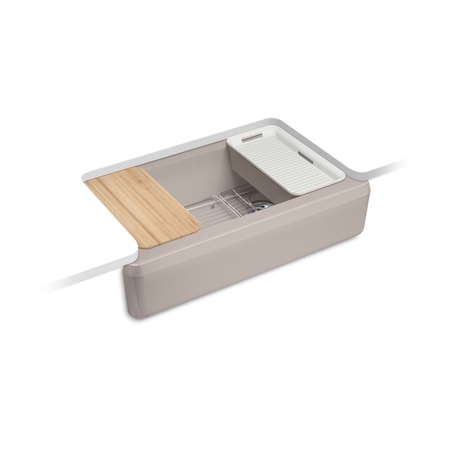 Kohler Riverby 35-3/4 undermount single-bowl farmhouse workstation kitchen sink Truffle 24564-PC-TRF