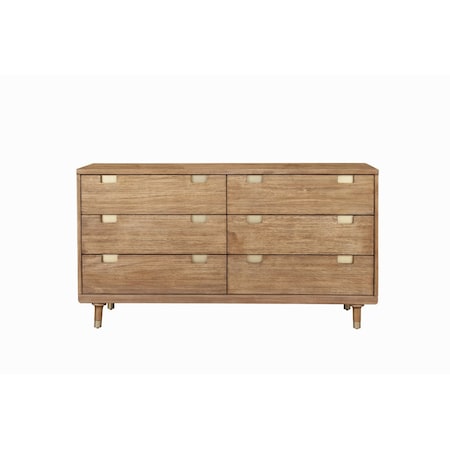 Homeroots 60" Sandy Brown Solid Wood Six Drawer Double Dresser 524131