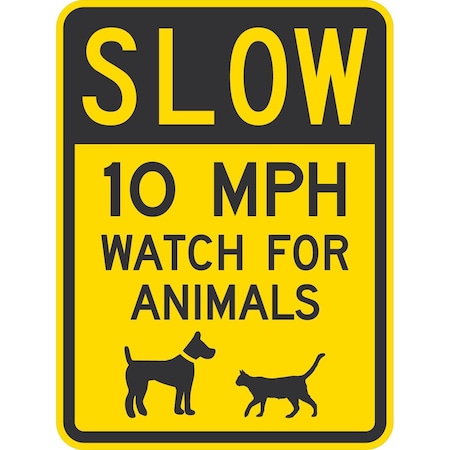 Lyle Slow 10 Mph Watch For Animals (W/Graphic), 18x24, Non-Reflective, Yellow G-11250-NA_18x24