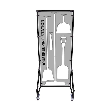 5S Supplies Housekeeping Shadow Board Broom Station V17, Gray / White, Kit HSB-V17-GRAY/WHITE-KIT
