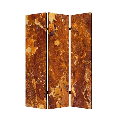 Homeroots 72" Brown Canvas Folding Three Panel Screen Room Divider 274667