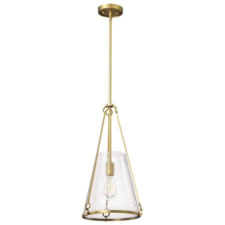 Nuvo Valentine, Medium Pendant, Vintage Brass Finish, Hammered Glass 60/8266