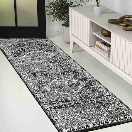 Jonathan Y Modern Persian Vintage Medallion Black 2 ft. x 8 ft. Runner Rug MDP100D-28