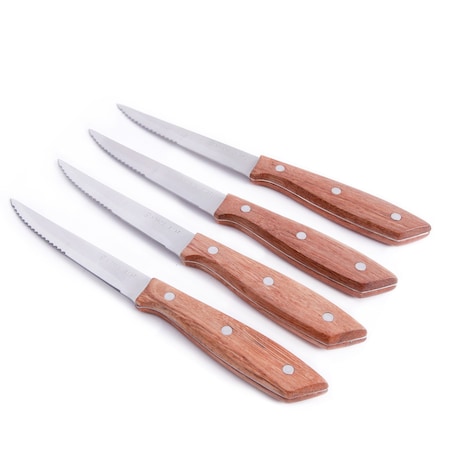 Gibson Home Seward 4 Piece Stainless Steel Steak Knife Cutlery Set with Wood Handles 107195.04