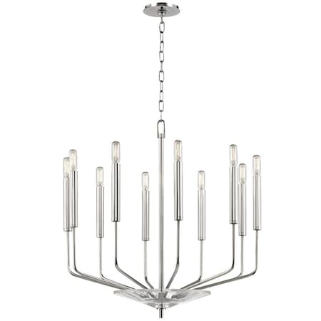 Hudson Valley Lighting Gideon 10 Light Chandelier 24.25 In. Polished Nickel 2610-PN