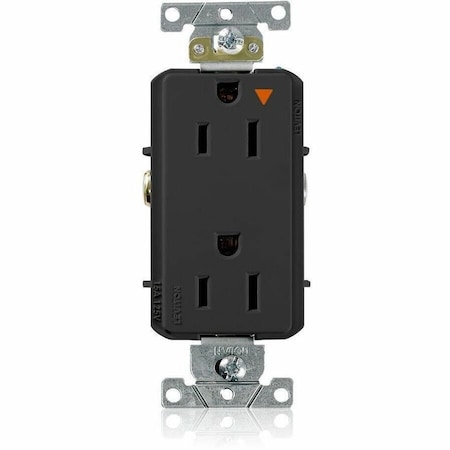 Leviton Duplex Outlet, Iso Grd, Black, 15A, 125V 16262-EIG