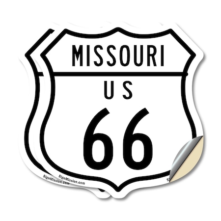 Signmission Missouri Route Marker Shield Sign Us 66, 6 inch X 6 inch, Vinyl Decal, 2PK SHI-D-2PACK-6-386