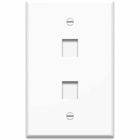 On-Q 1-Gang 2-Port Wall Plate, White, 25-pack, Bulk Plastic Keystone Strap, RJ45 Wall Plate WP3402WH25