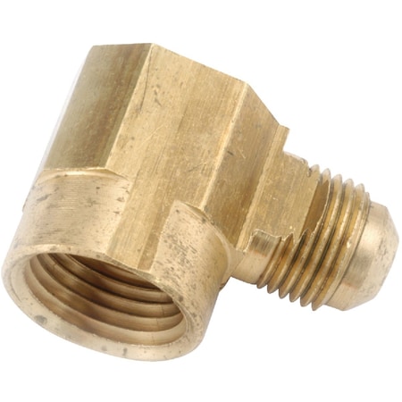 Anderson Metals 1/2'' x 3/8'' Female 90 Deg. Flare Brass Elbow, 1/4 Bend 754050-0806