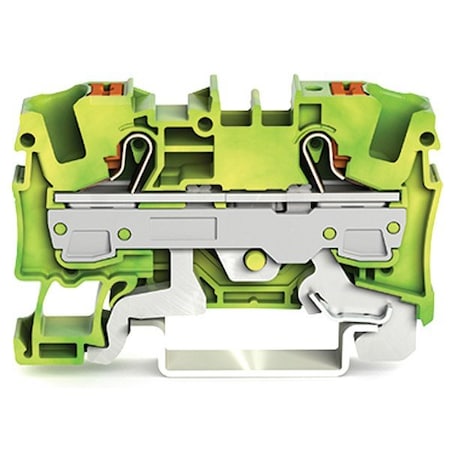 Wago Terminal Block, 2.25" L, Green; Yellow 2206-1207
