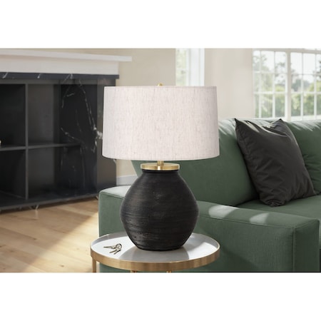 Monarch Specialties Lighting, 25 in.H, Table Lamp, Black Concrete, Ivory / Cream Shade, Contemporary I 9715