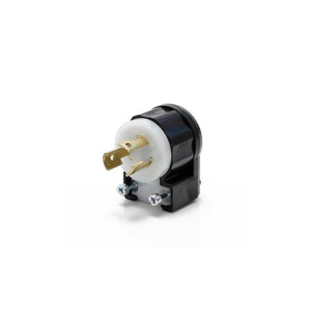 Leviton Locking Plug, L5-15P, 15 A, 125V AC, Single Phase, 2 Pole, Screw Terminals, Black, White 4720-CA