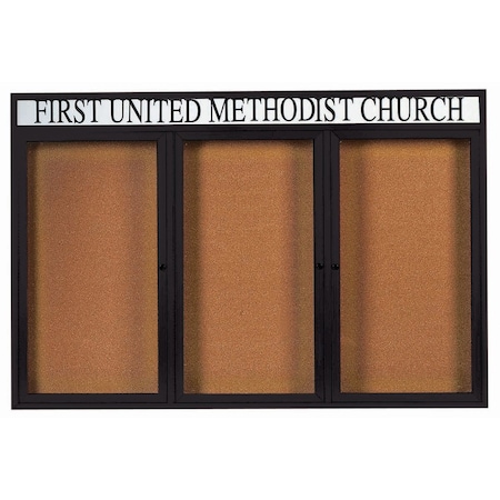 Aarco Illuminated Enclosed Bulletin Board w/ Header Black Powder Coated Al Frame, 48''Hx72''W DCC4872-3RHIBK