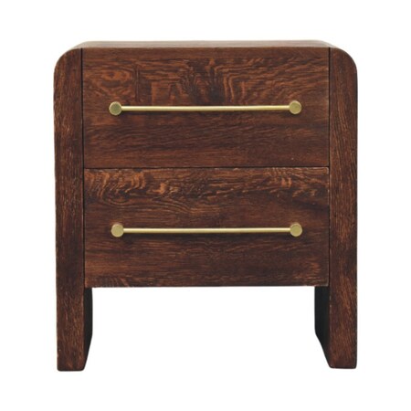 Homeroots 23" Brown Solid Wood Two Drawer Nightstand 701721