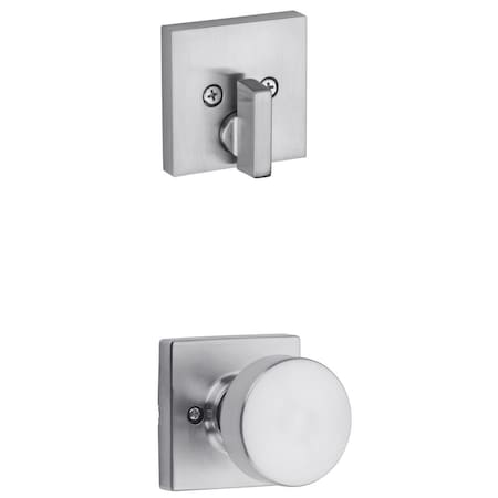 Kwikset Single Cylinder Interior Pismo Knob Trim with Square Rose Satin Chrome Finish 971PSKSQT-26D