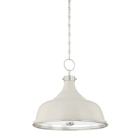 Hudson Valley Lighting Painted No. 1 3 Light Pendant in Polished Nickel/Off-White by Mark D. Sikes MDS300-PN/OW