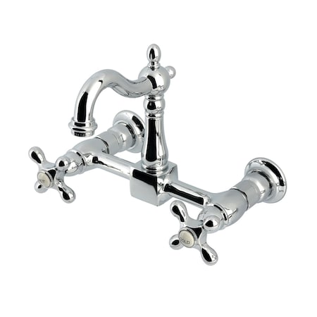 Kingston Brass Two-Handle Wall Mount Bridge Kitchen Faucet, Polished Chrome KS2441AX