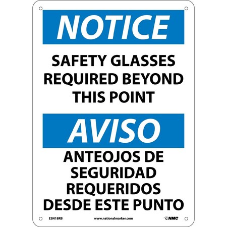 Nmc Notice Safety Glasses Required Sign - Bilingual ESN18RB