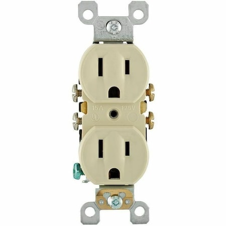 Leviton Residential Grade Duplex Receptacle, 15 Amp, 125 Volt, Ivory 5320-SI