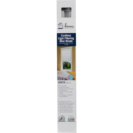 Home Impressions 58'' x 64'' x 1'' White Vinyl Light Filtering Cordless Mini Blind 603237