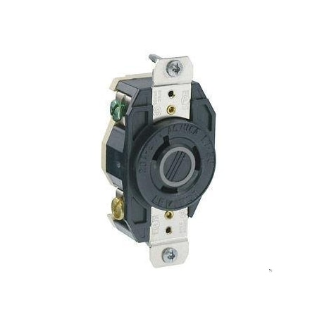 Leviton Flanged Locking Receptacle, L7-20R, 20 A, 277V AC, Single Phase, 2 Pole, Flush Mount, Black 2330