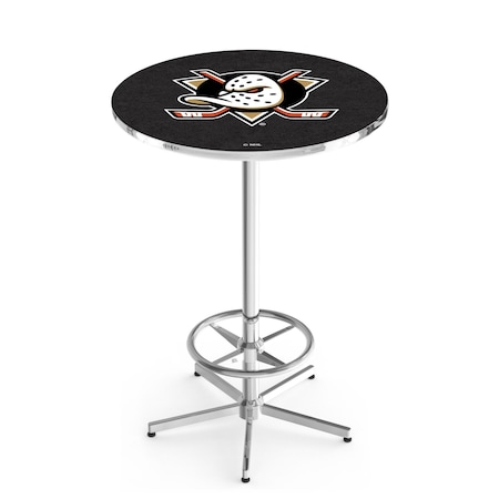 Holland Bar Stool Co 42" Chrome Anaheim Ducks Pub Table, 36" dia. Top L216C4236AnaDks