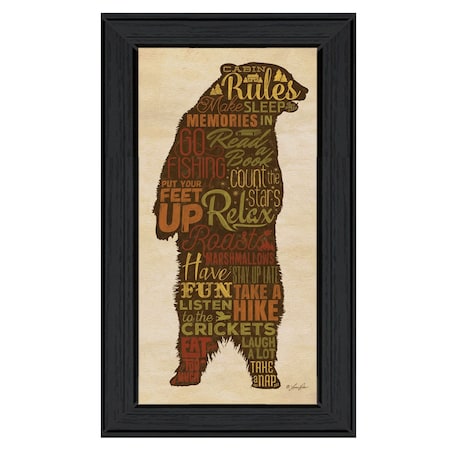 Homeroots Cabin Rules 4 Black Framed Print Wall Art 406616