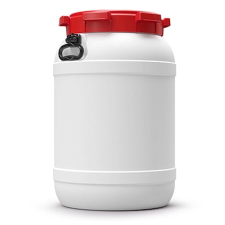 Curtec Wide Neck Drum with lid, HDPE, 68L, white - red, handles 7068-98-046