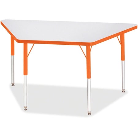 Jonti-Craft Berries Trapezoid Activity Tables, 24 in. x 48 in., A-height, Freckled Gray/Orange/Gray 6438JCA114