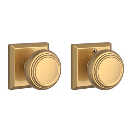 Baldwin Full Dummy Traditional Knob and Traditional Square Rose Lifetime Satin Brass Finish FDTRATSR044