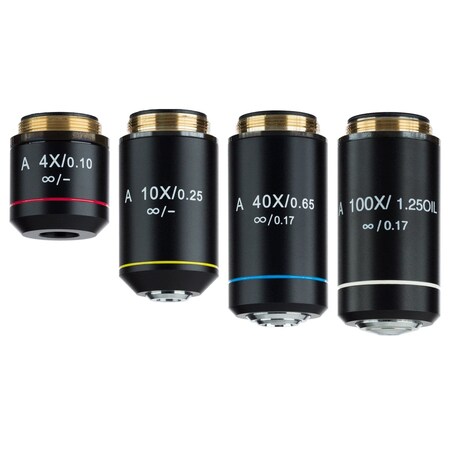 Amscope Infinity Achromatic Microscope Objective Set with Black Finish AX-INF-B