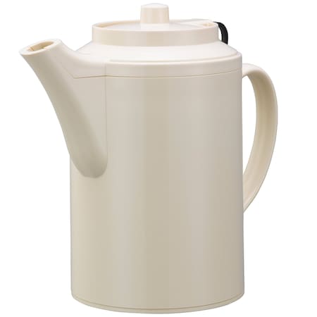 Service Ideas Plastic Teapot with Tethered Lid, Double Wall, 16 Ounce, Almond TST612AL