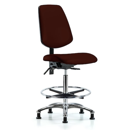 Blue Ridge Ergonomics High Bench Chair No Arms, 26" to 35-1/2" Height, Vinyl, Burgundy BR-VHBCH-MB-CR-T1-A0-CF-RG-8569