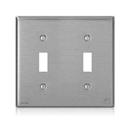 Leviton Toggle Switch Wall Plate, 2 Gang, Gray 84009-A40