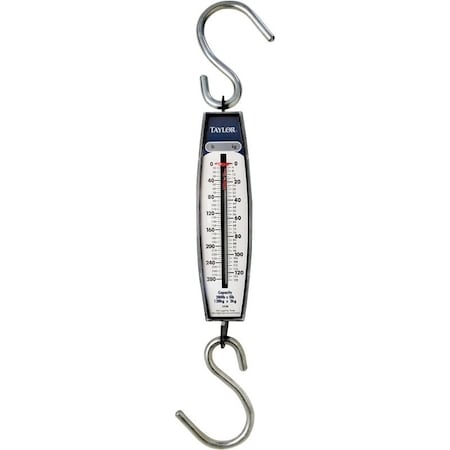 Taylor Taylor 3328 Hanging Scale, 280 lb Capacity, Analog Display, Steel, Enamel-Coated 3328