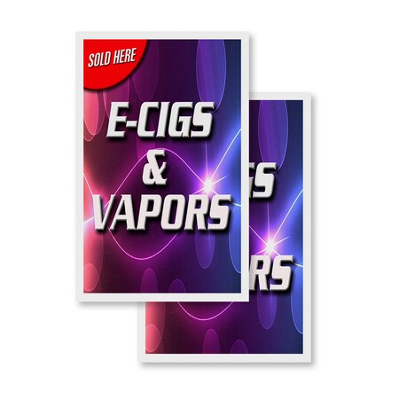 Signmission E-cigs & Vapors Sold Here, Vinyl Decals Only 24 Inch x 36 Inch, Vinyl Decal, 2PK DSB-2436-2PACK-E-cigs & Vapors Sold Here