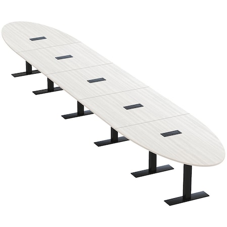 Skutchi Designs 22ft Oval Conference Table With Power | Harmony Series | 20 Person Meeting Room Table HAR-OVL-48X264-T.BK-WA7976-EBLK