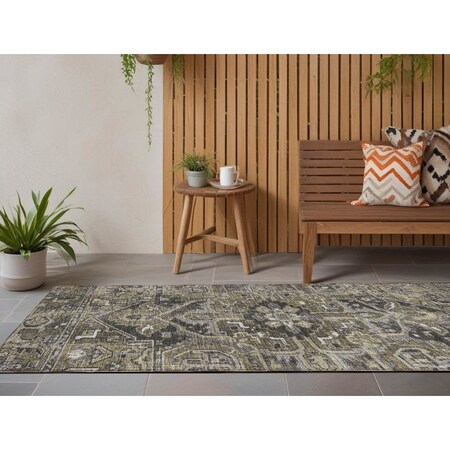 Homeroots 8' Taupe Oriental Washable Indoor Outdoor Runner Rug 563791