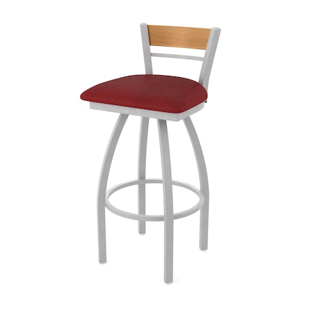 Holland Bar Stool Co Revelle 25in Swivel Counter Stool with Anodized Nickel Finish, Medium Back and Graph Ruby Seat 881