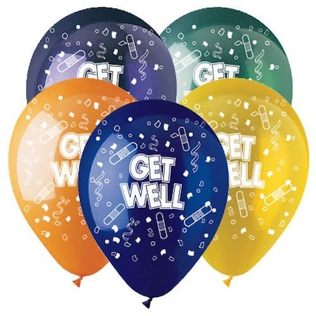 Loonballoon Get Well Balloons, 12 inch ALL-ROUND FESTIVE GET WELL 50 Pack LOON-LAB-950009-C