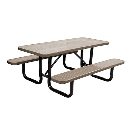 Leisure Craft 6' Standard Picnic Table, Perforated Metal, Portable, Beige T6XPP-PERF-BEIGE