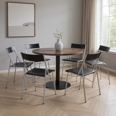 Homeroots Set of Six Black and Silver Folding Side Chairs 568250